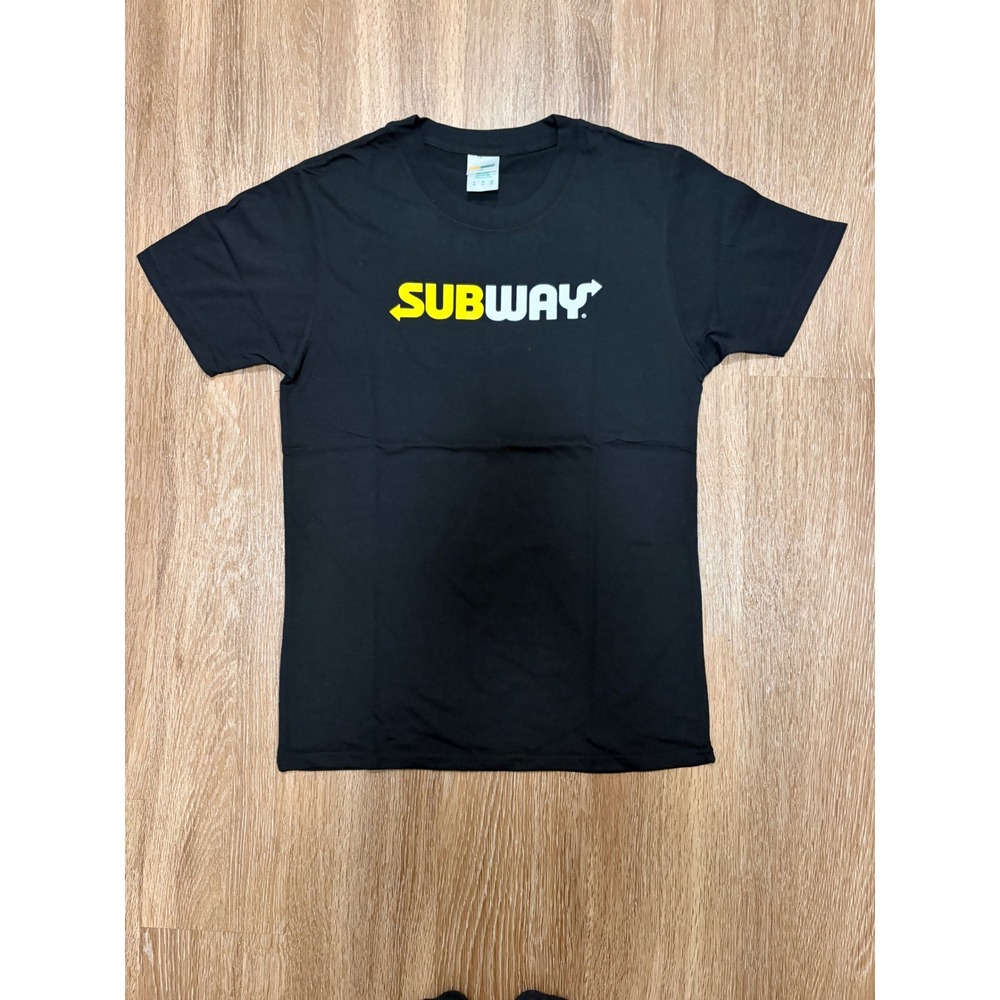 Subway Employee Uniform T-Shirt Mens Small Black Short Sleeve Graphic Logo Tee‎